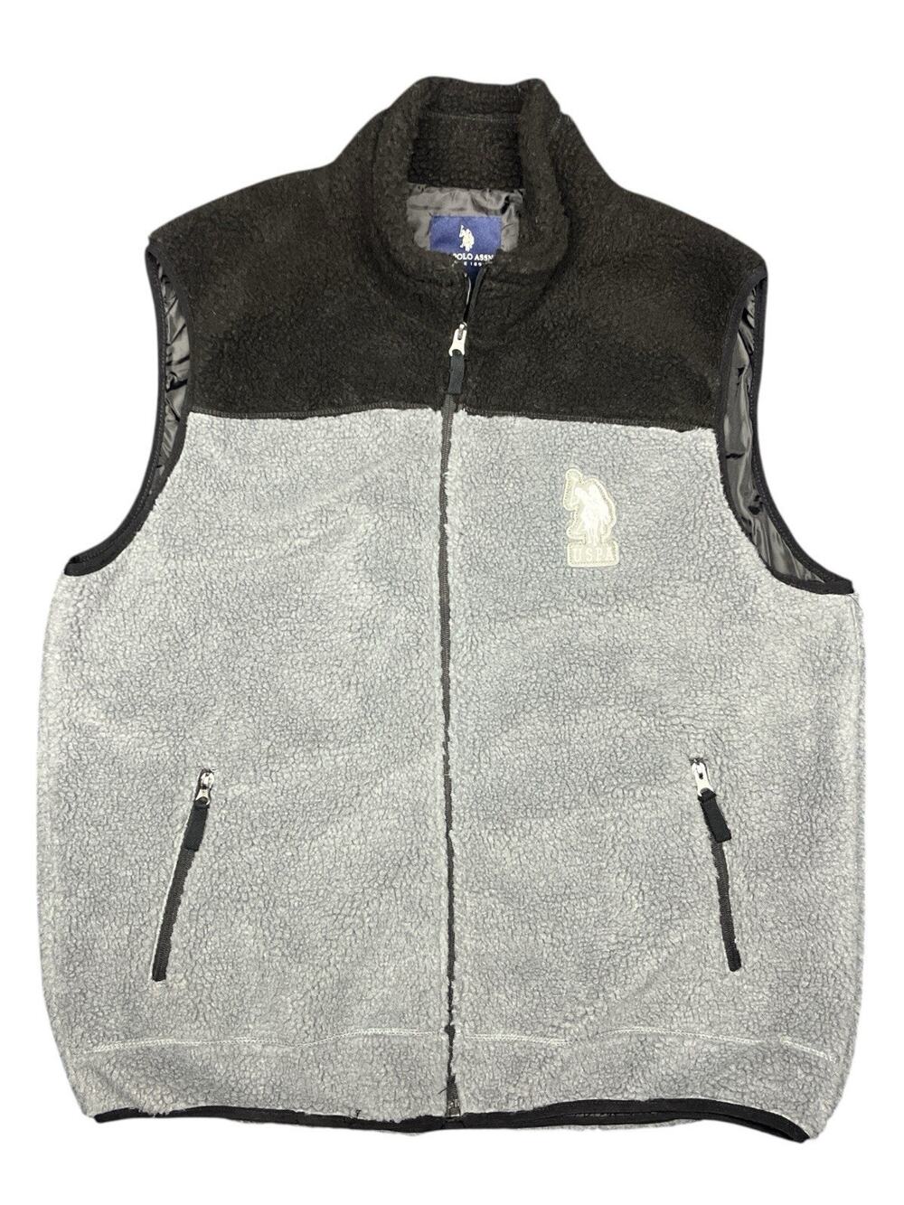 U.S. Polo Assn. Men’s XL Fleece Vest Gray/Black USPA Logo